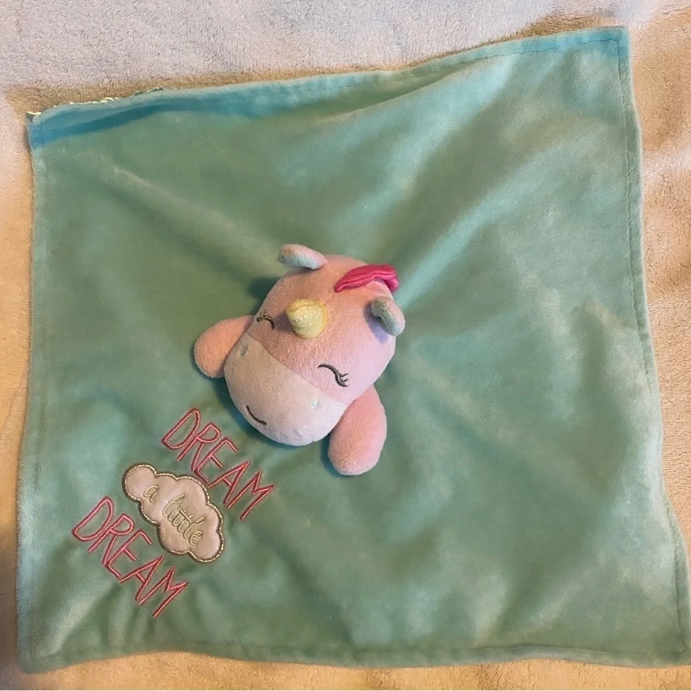 Baby Starters Unicorn Lovey Rattle Mint Green Plush & Satin Dream A Little Dream - Picture 5 of 11